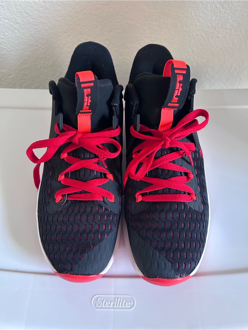 Nike Black and Red Lace-Up Sneakers